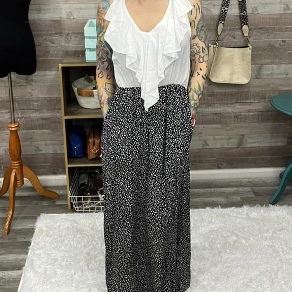 SMALL RUFFLE TOP MAXI DRESS-NWT - Picture 2 of 4